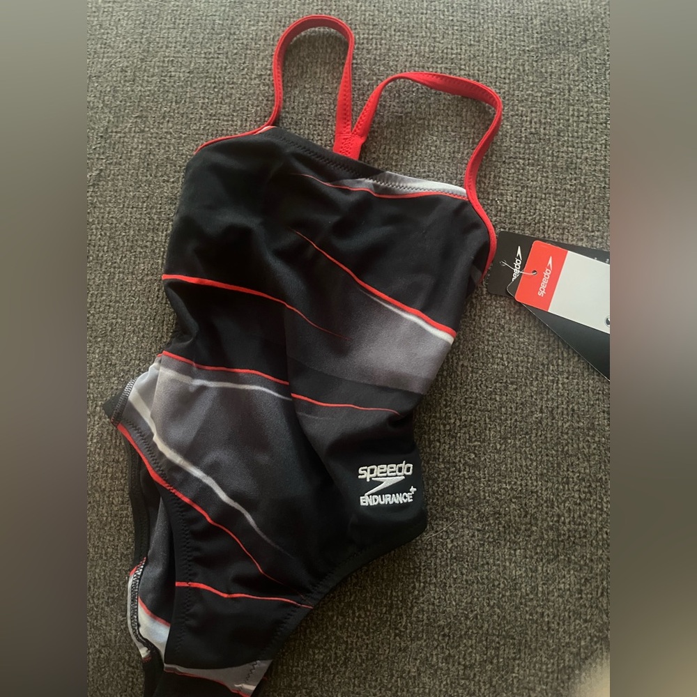 Speedo Endurance Black and Red Swimwear | Size 20 Girls